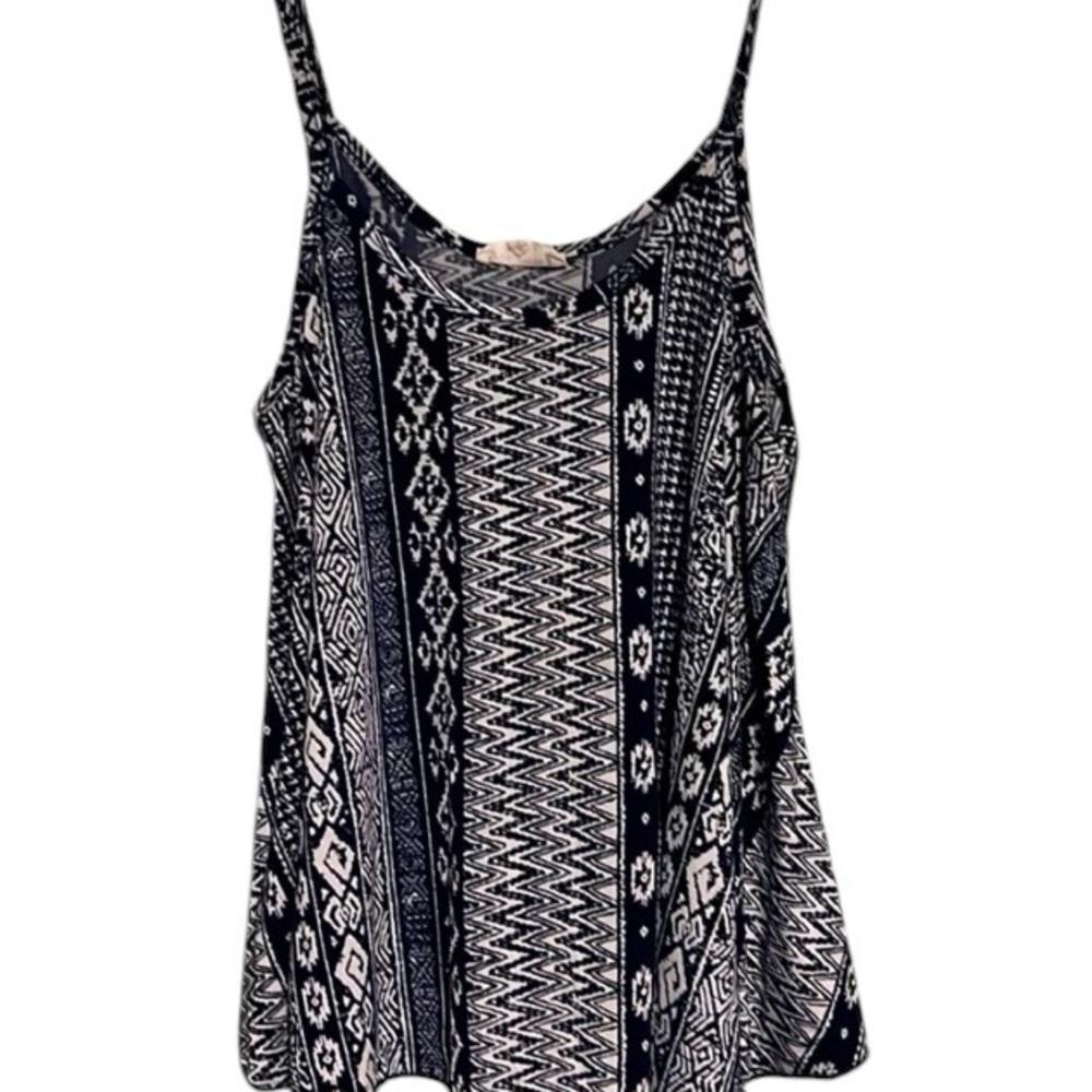 Blu Planet Boho Tank Top Spaghetti Straps Flowy Loose Fit Blue Small
